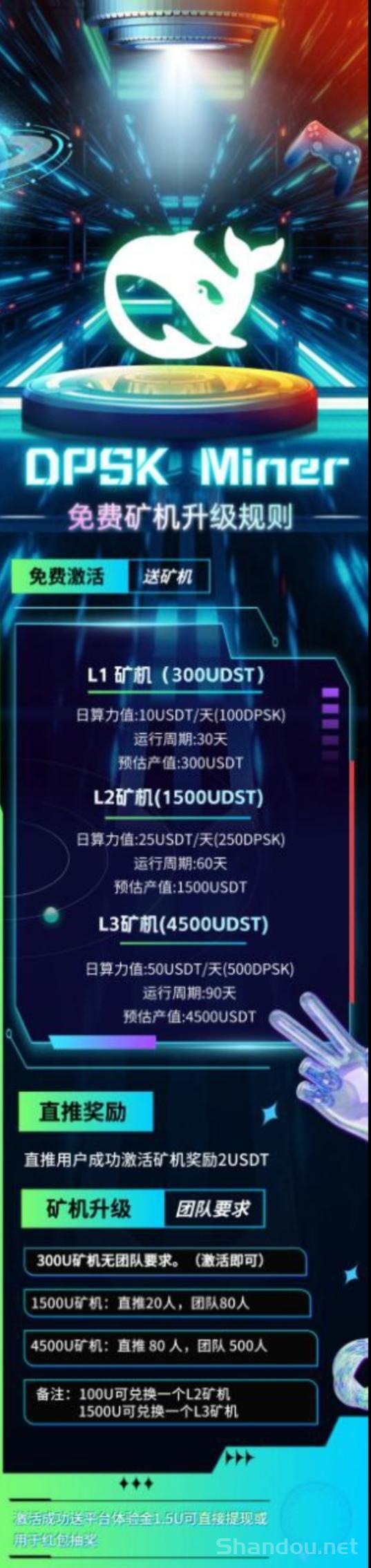 首码刚出，零撸挖掘DPSK，认领价值300美刀矿机一台