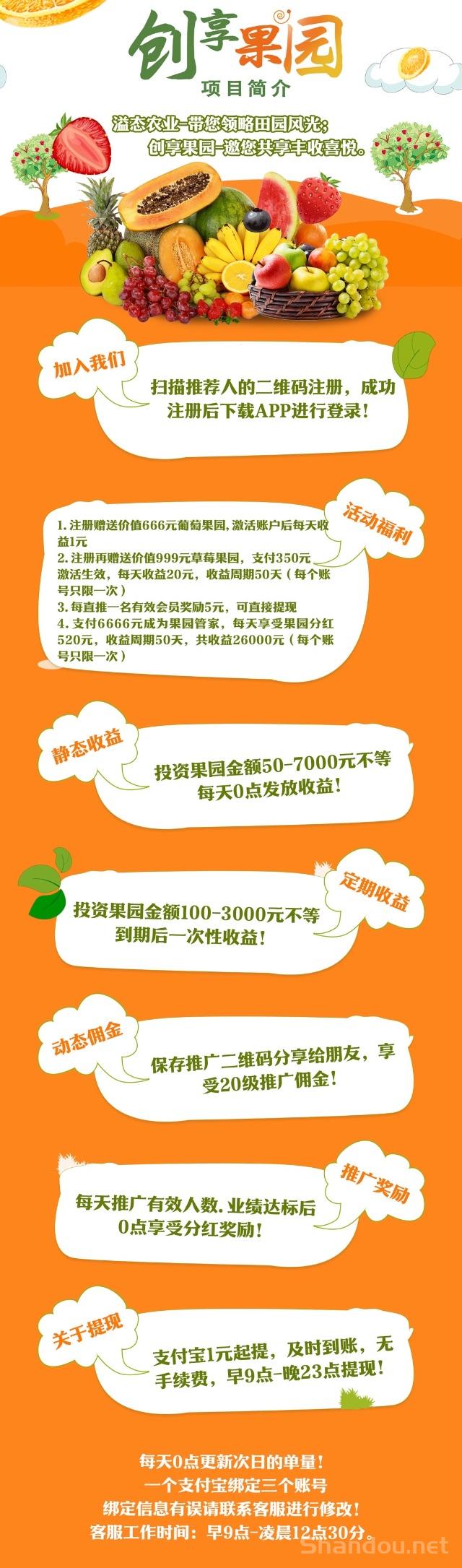 【创享果园】首码刚出一秒，注册送666元，自动挂机收益，1元起提秒到账