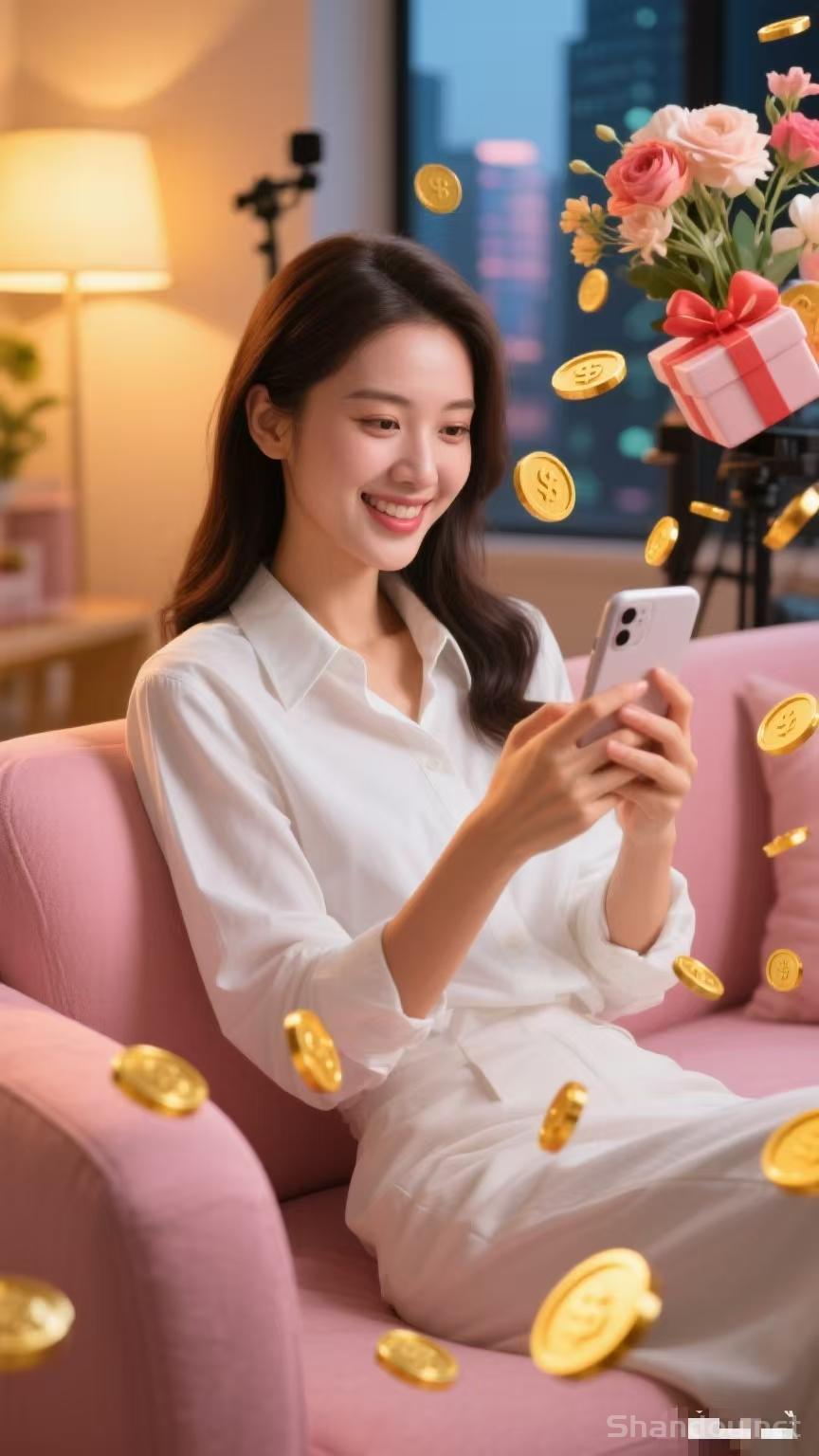 一女坐沙发看手机.jpg 一女坐沙发看手机.jpg